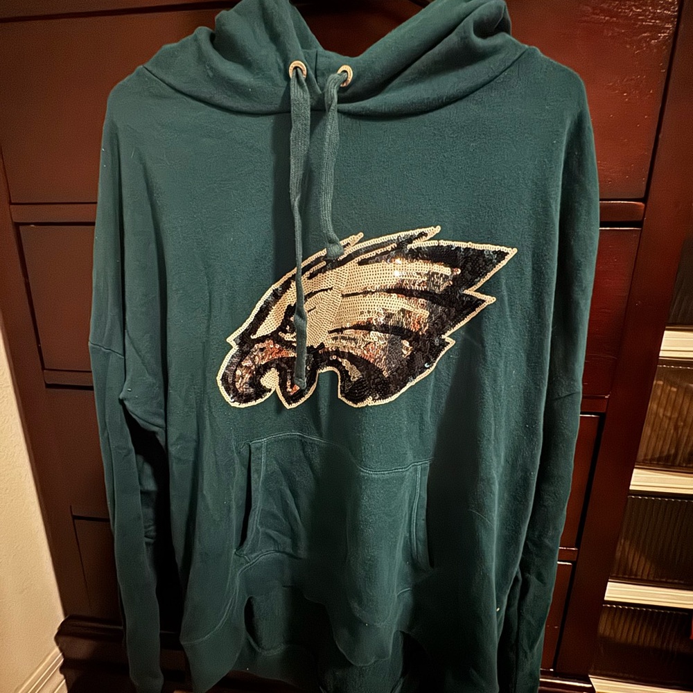 PINK Victoria's Secret Teal Hoodie with Sequin Logo-Philadelphia Eagles
